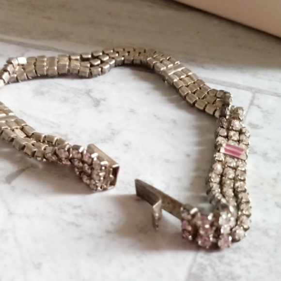 VINTAGE SILVER BRACELET WITH CRYSTAL ACCENTS - Picture 2 of 4